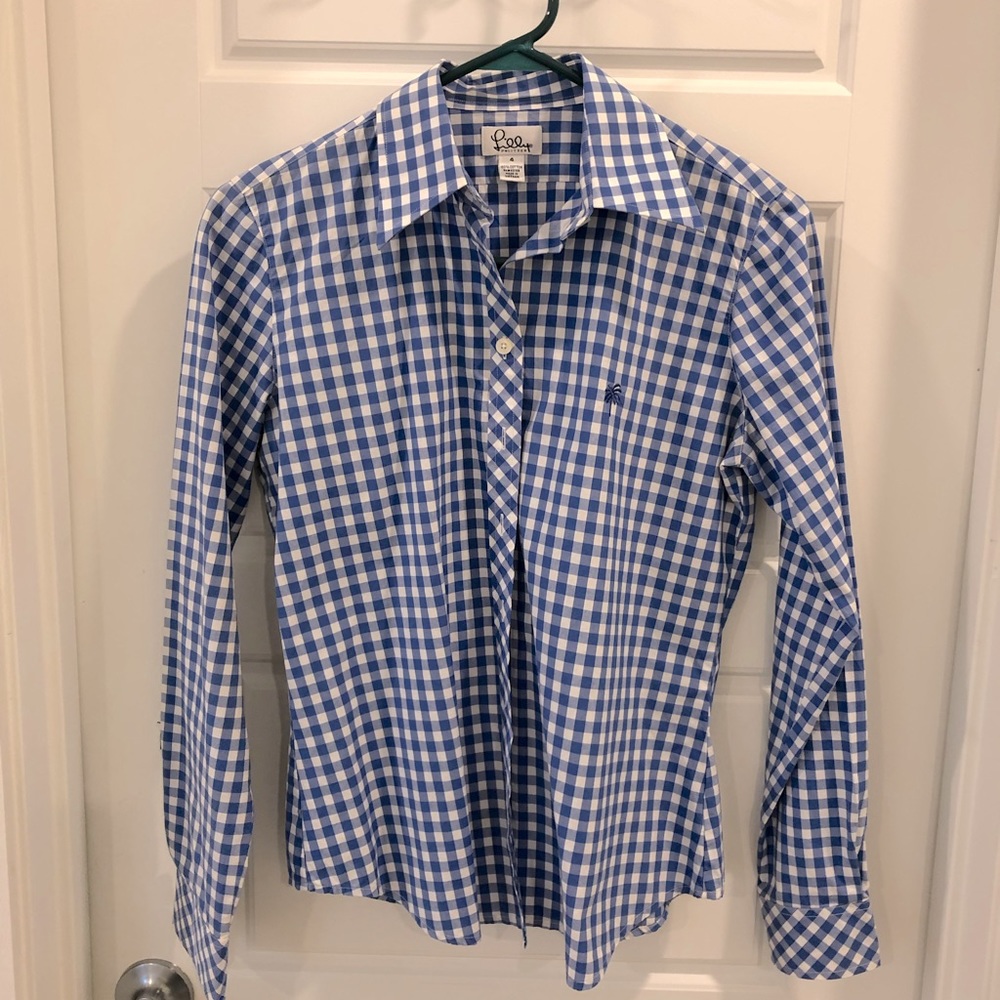 Lilly Pulitzer blue gingham Button down.